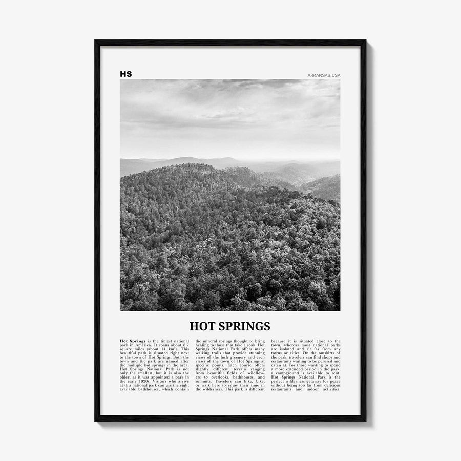 Hot Springs Print Black and White, Hot Springs Wall Art, Hot Springs Poster, Hot Springs Photo, Hot Springs Wall Décor, Arkansas, USA