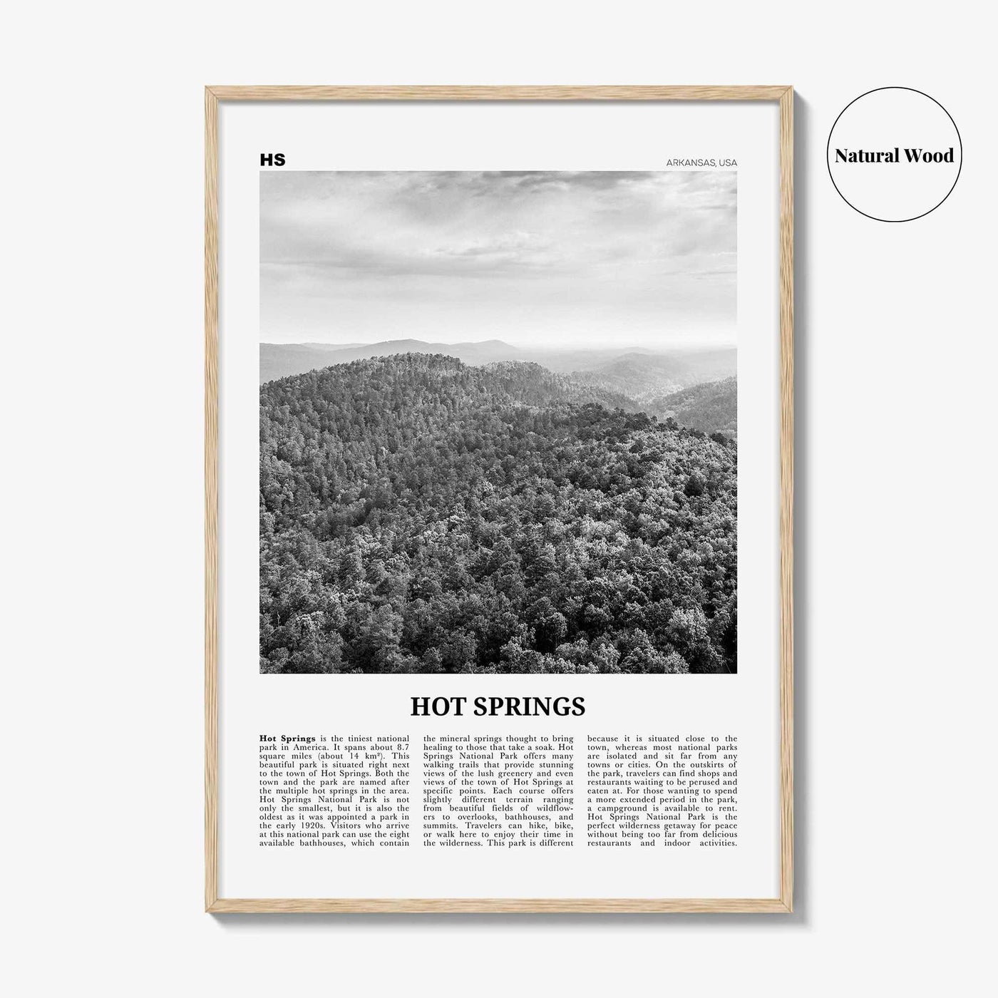 Hot Springs Print Black and White, Hot Springs Wall Art, Hot Springs Poster, Hot Springs Photo, Hot Springs Wall Décor, Arkansas, USA