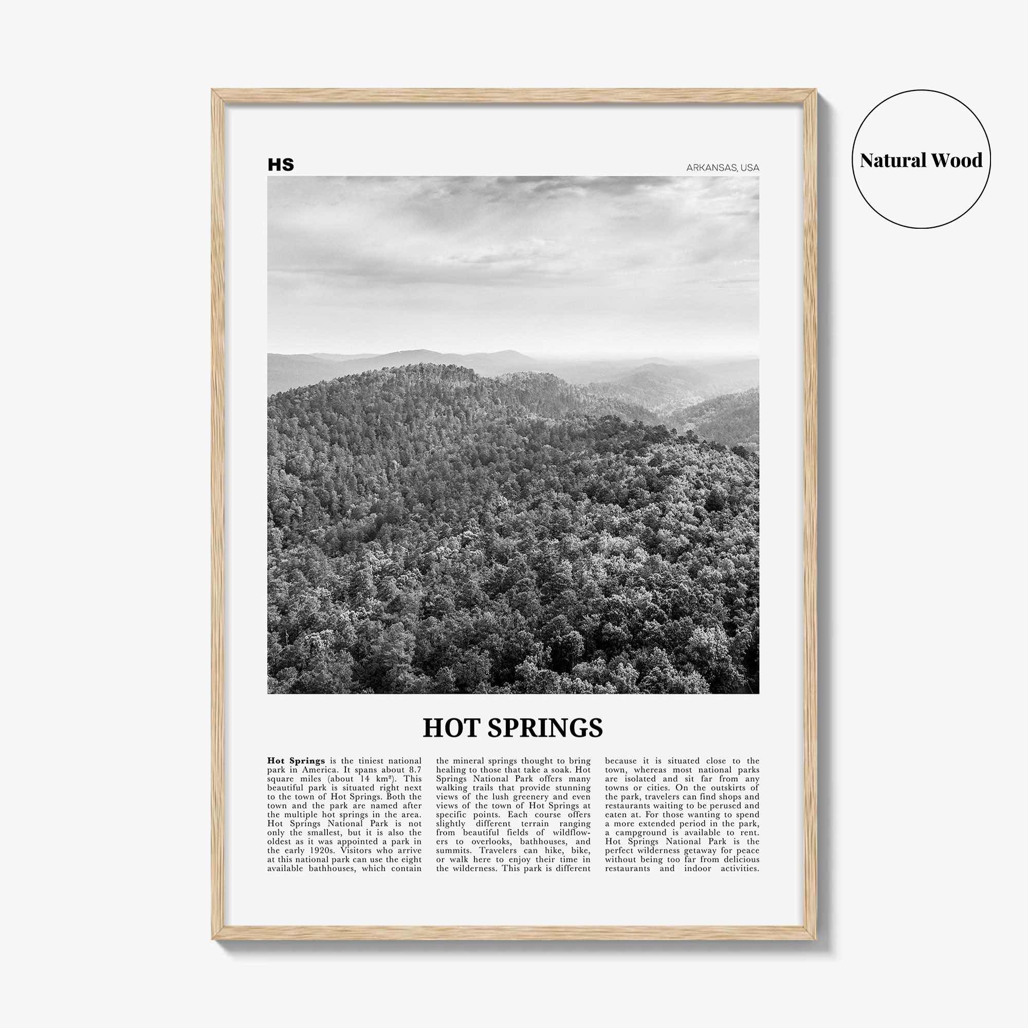 Hot Springs Print Black and White, Hot Springs Wall Art, Hot Springs Poster, Hot Springs Photo, Hot Springs Wall Décor, Arkansas, USA