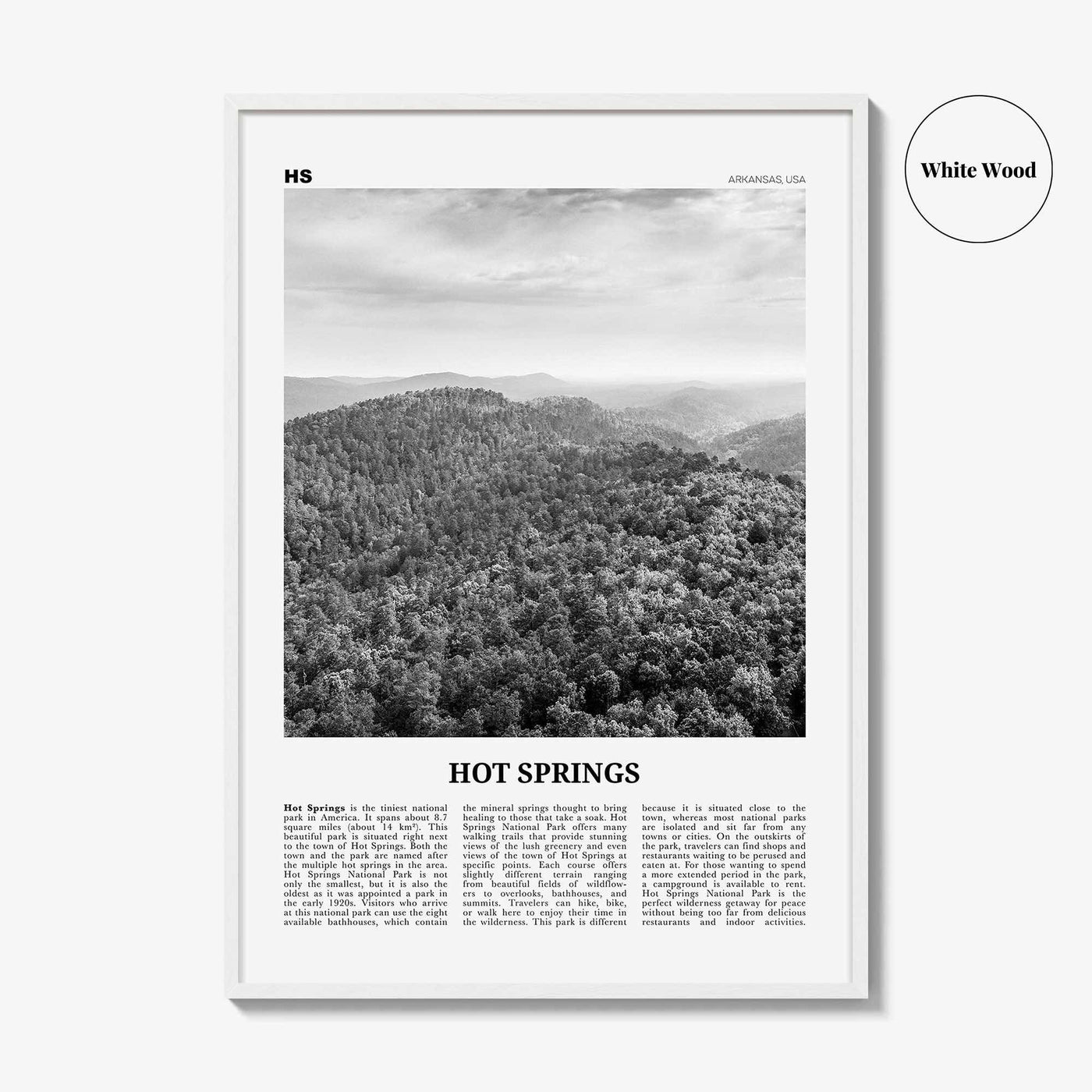 Hot Springs Print Black and White, Hot Springs Wall Art, Hot Springs Poster, Hot Springs Photo, Hot Springs Wall Décor, Arkansas, USA