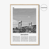 Houghton Print Black and White, Houghton Wall Art, Houghton Poster, Houghton Photo, Houghton Wall Décor, Houghton Map, Michigan, USA