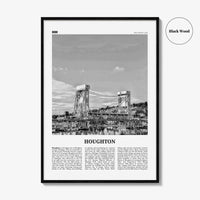 Houghton Print Black and White, Houghton Wall Art, Houghton Poster, Houghton Photo, Houghton Wall Décor, Houghton Map, Michigan, USA