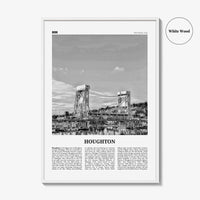 Houghton Print Black and White, Houghton Wall Art, Houghton Poster, Houghton Photo, Houghton Wall Décor, Houghton Map, Michigan, USA