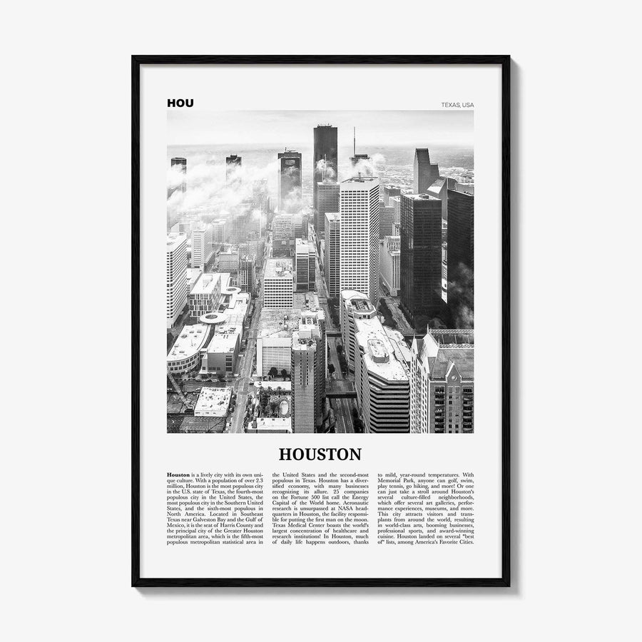 Houston Print Black and White No 1, Houston Wall Art, Houston Poster, Houston Photo, Houston Wall Decor, Texas, USA, United States