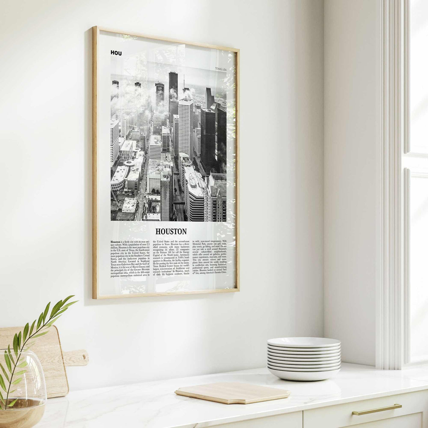 Houston Print Black and White No 1, Houston Wall Art, Houston Poster, Houston Photo, Houston Wall Decor, Texas, USA, United States