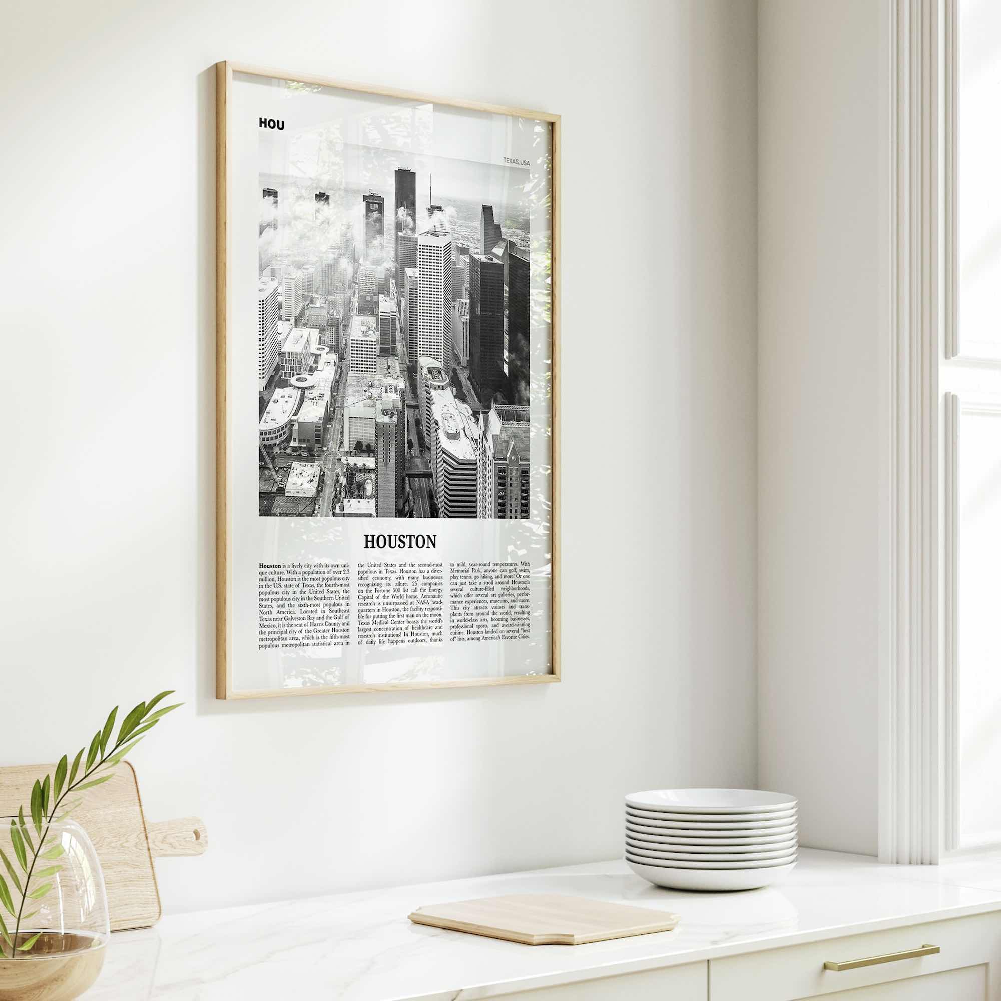 Houston Print Black and White No 1, Houston Wall Art, Houston Poster, Houston Photo, Houston Wall Decor, Texas, USA, United States