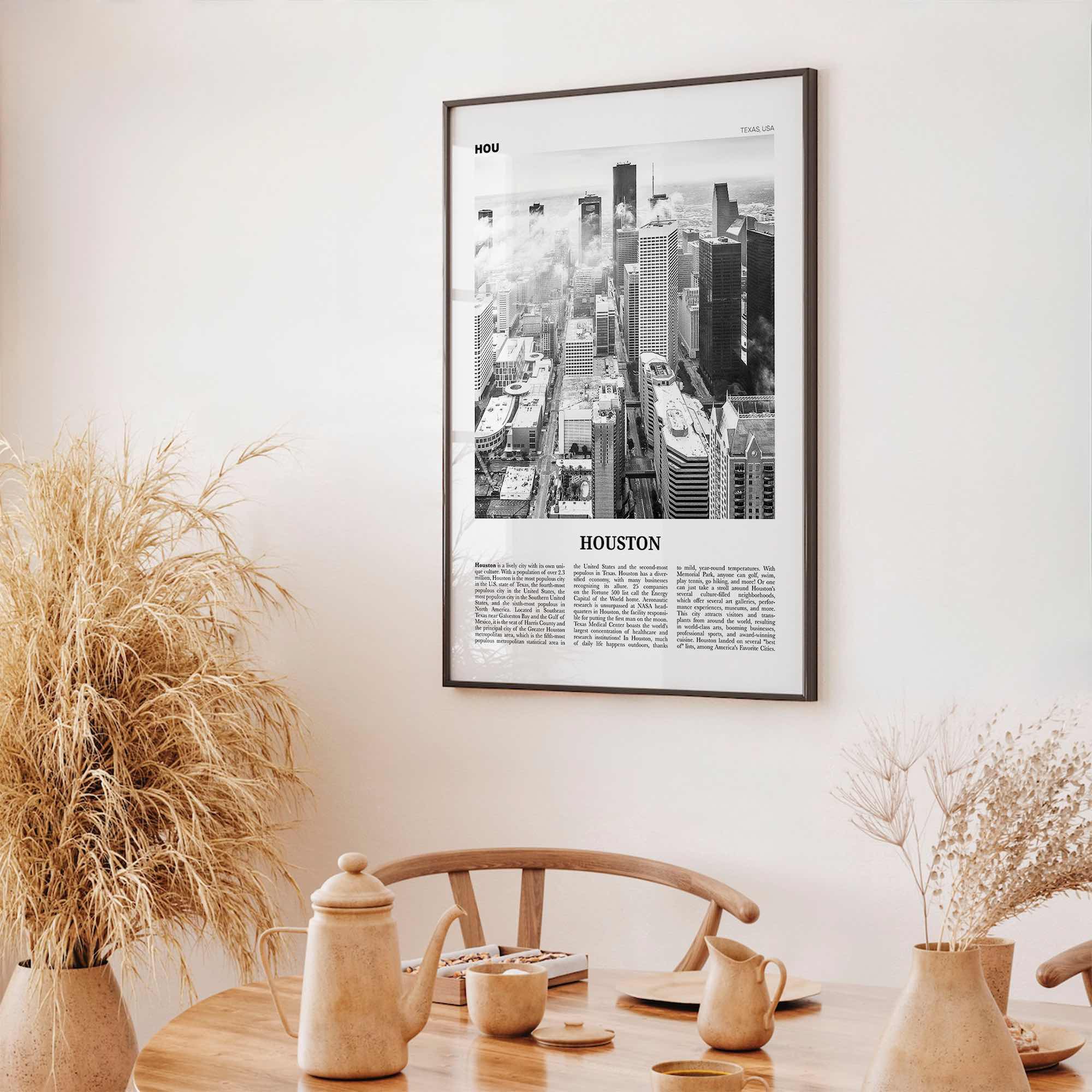 Houston Print Black and White No 1, Houston Wall Art, Houston Poster, Houston Photo, Houston Wall Decor, Texas, USA, United States