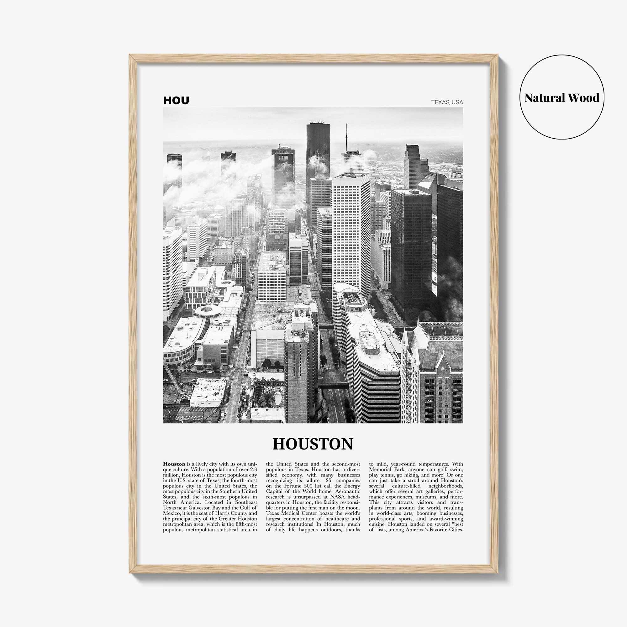 Houston Print Black and White No 1, Houston Wall Art, Houston Poster, Houston Photo, Houston Wall Decor, Texas, USA, United States