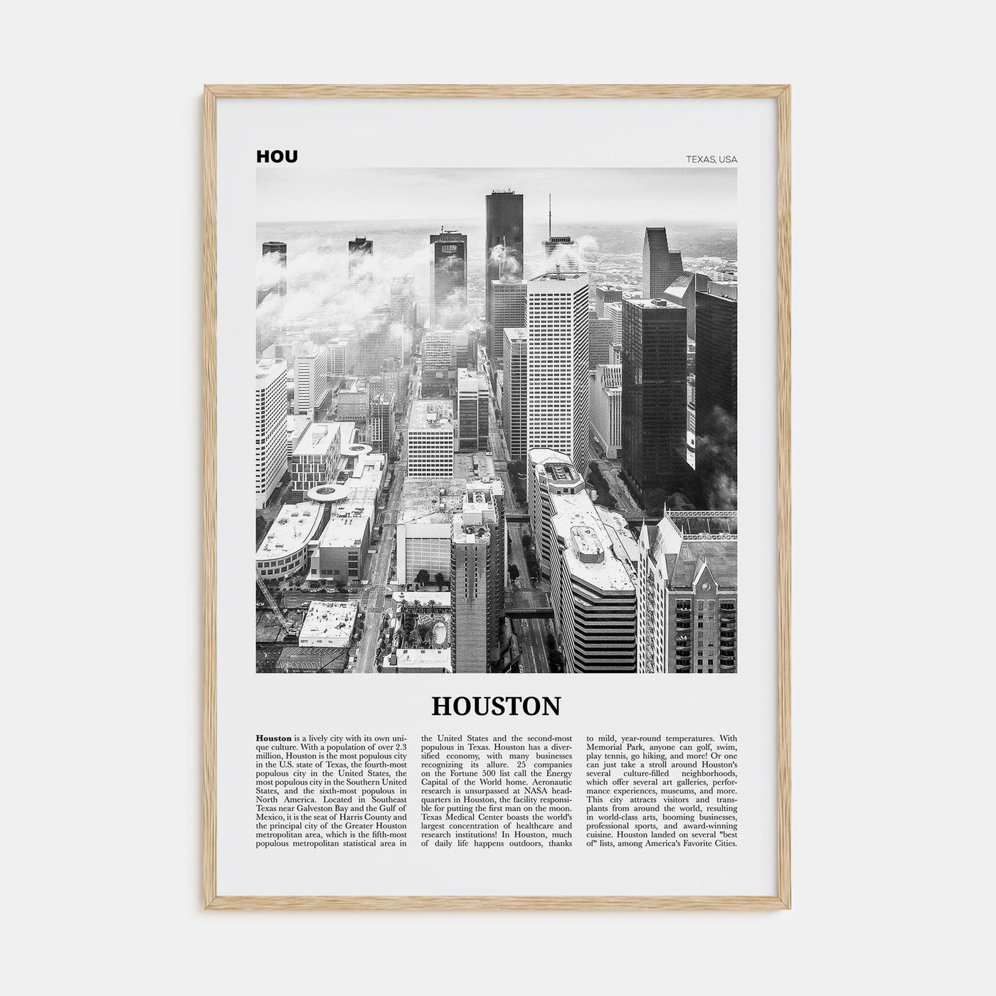 Houston Travel B&W No 1 Poster
