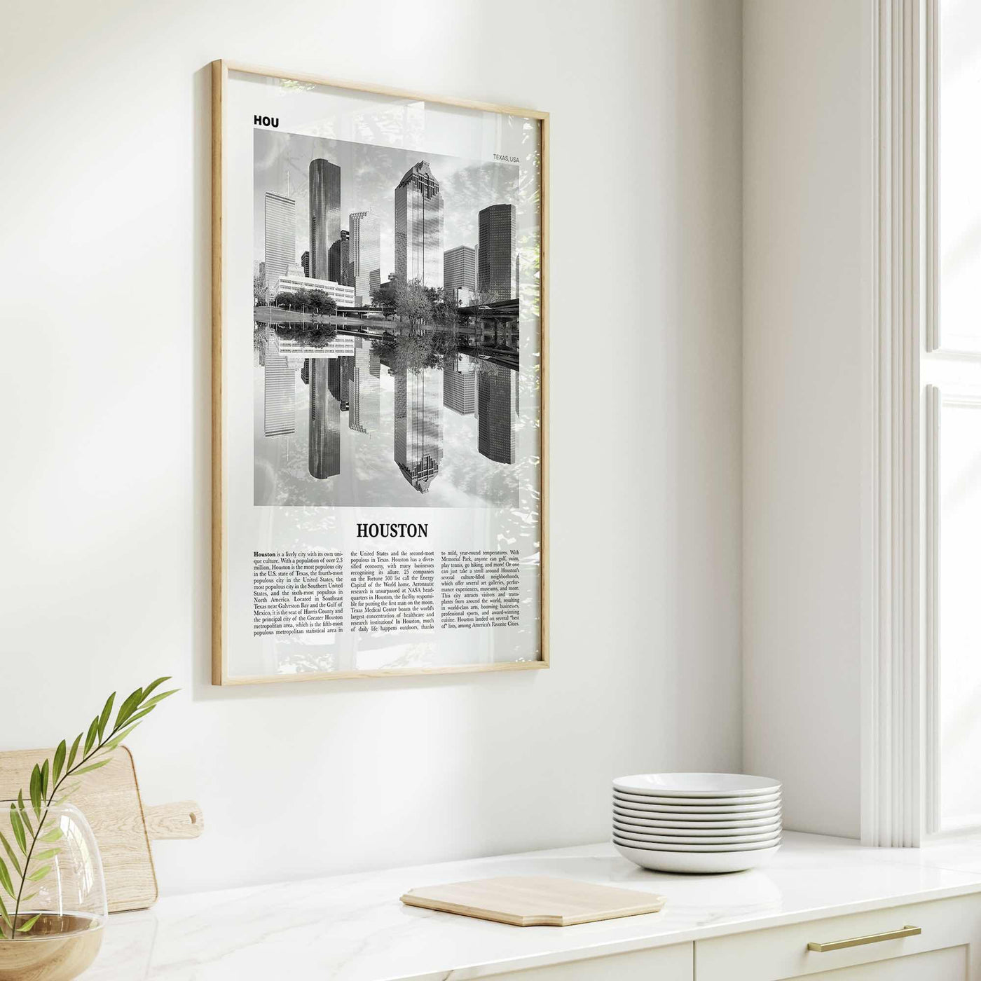 Houston Print Black and White No 2, Houston Wall Art, Houston Poster, Houston Photo, Houston Wall Decor, Texas, USA, United States