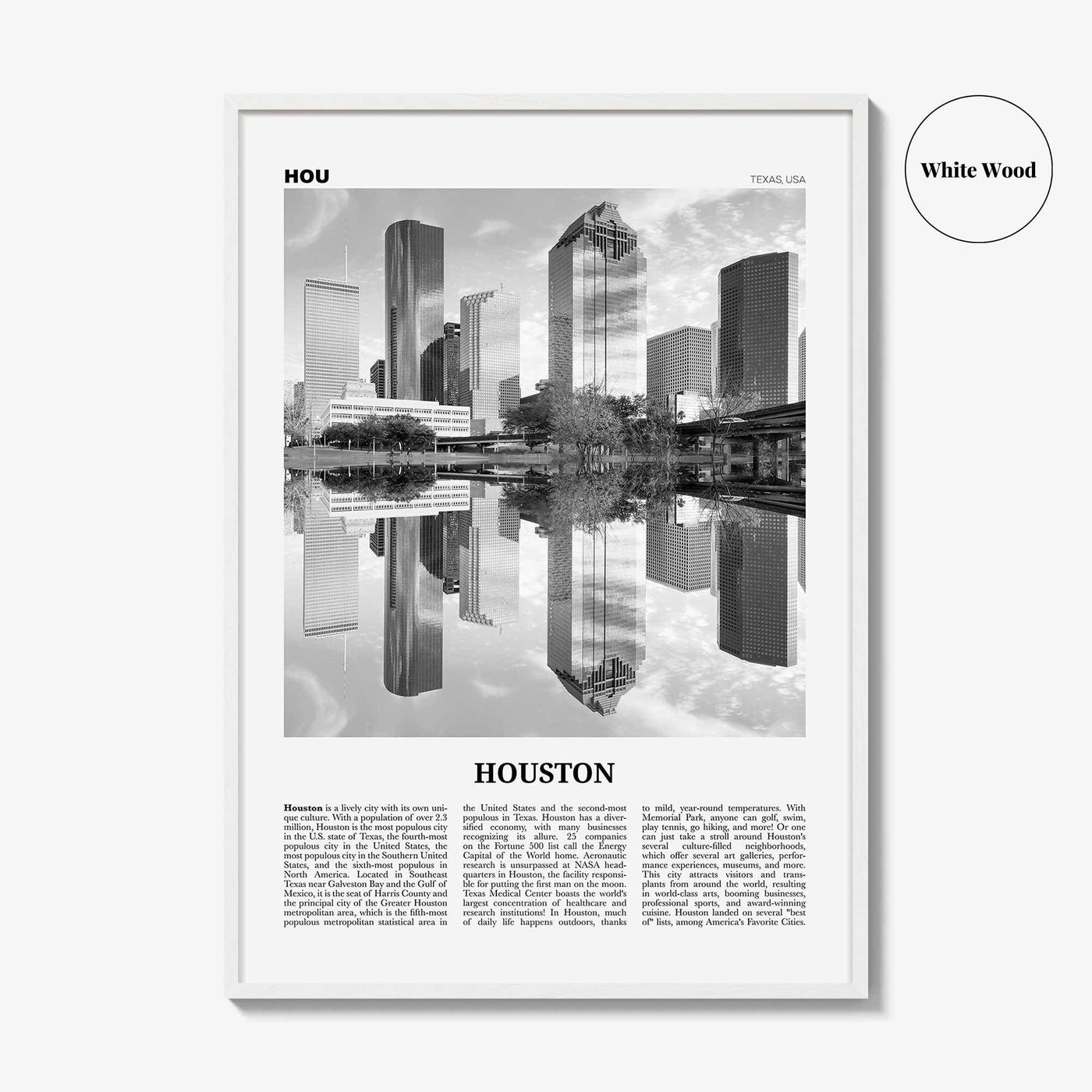 Houston Print Black and White No 2, Houston Wall Art, Houston Poster, Houston Photo, Houston Wall Decor, Texas, USA, United States