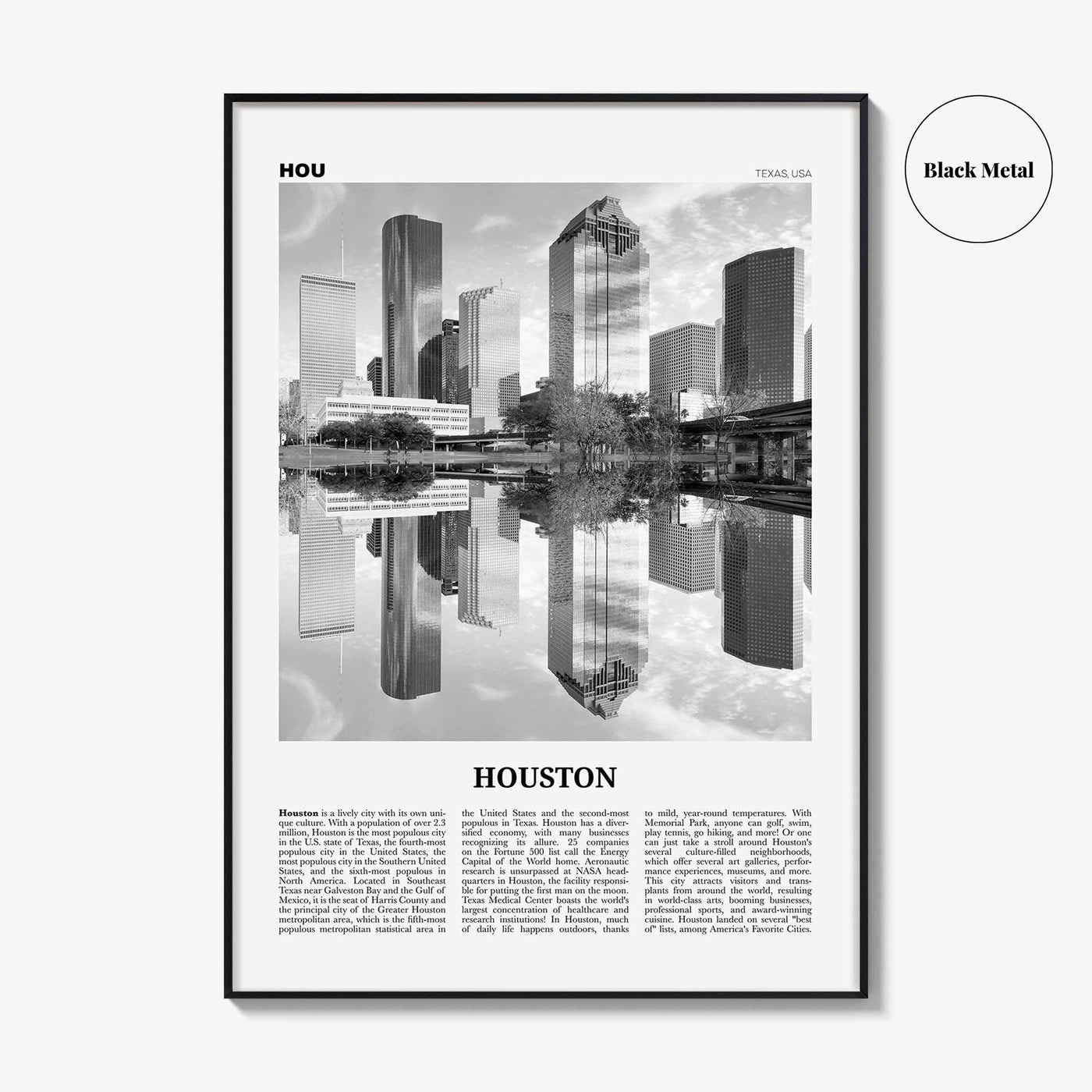 Houston Print Black and White No 2, Houston Wall Art, Houston Poster, Houston Photo, Houston Wall Decor, Texas, USA, United States