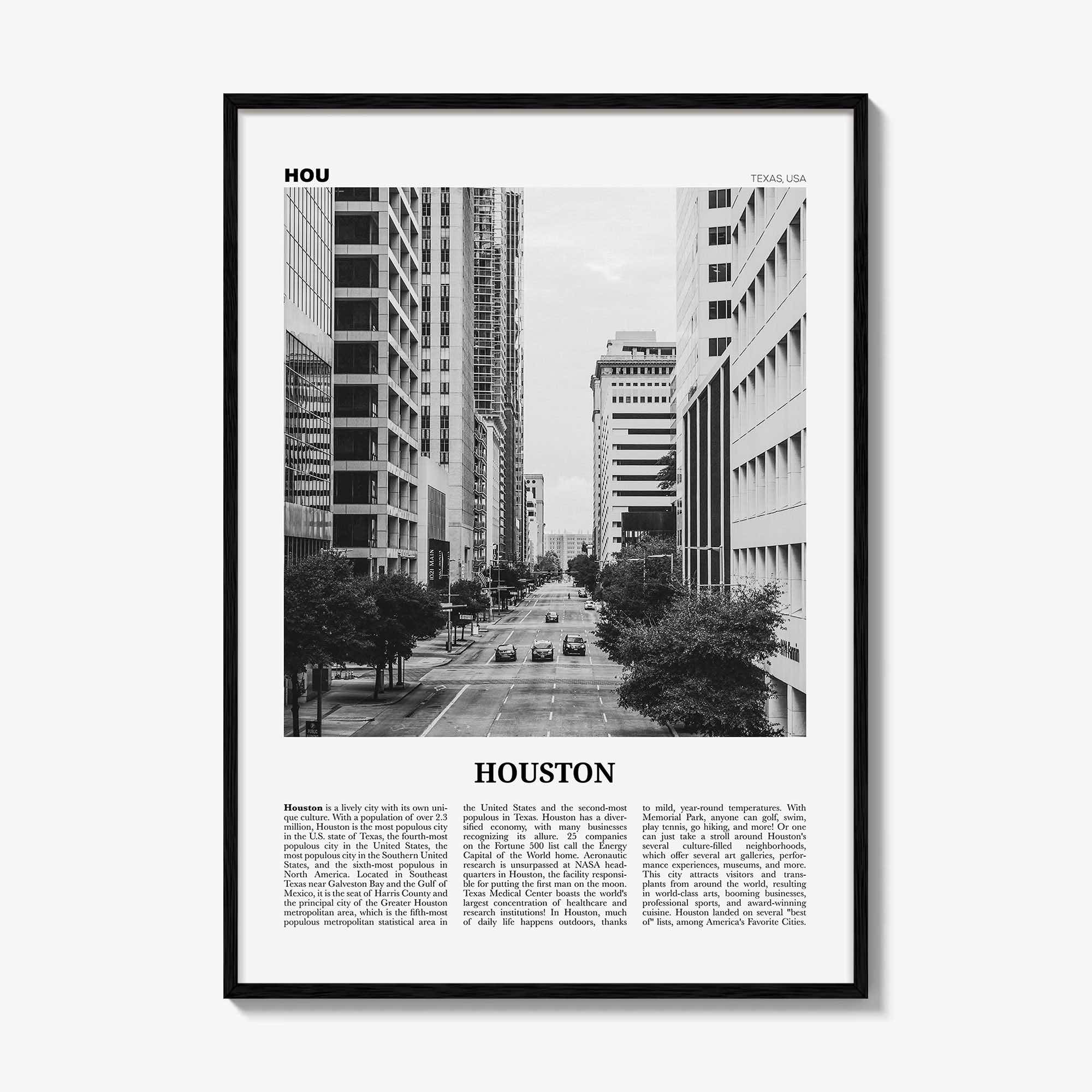 Houston Print Black and White No 3, Houston Wall Art, Houston Poster, Houston Photo, Houston Wall Decor, Texas, USA
