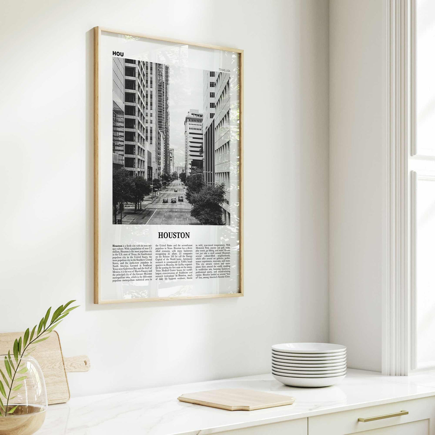 Houston Print Black and White No 3, Houston Wall Art, Houston Poster, Houston Photo, Houston Wall Decor, Texas, USA