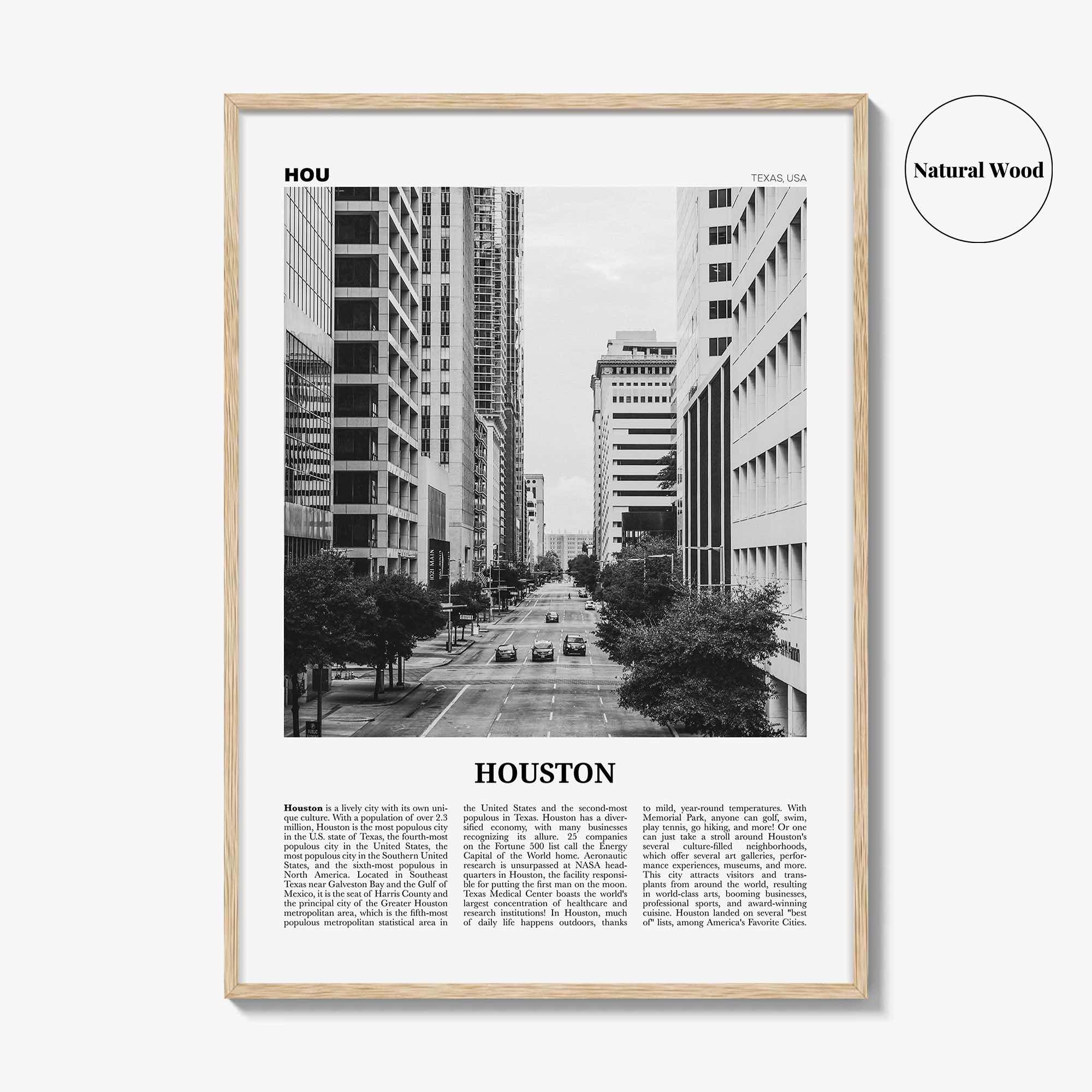 Houston Print Black and White No 3, Houston Wall Art, Houston Poster, Houston Photo, Houston Wall Decor, Texas, USA