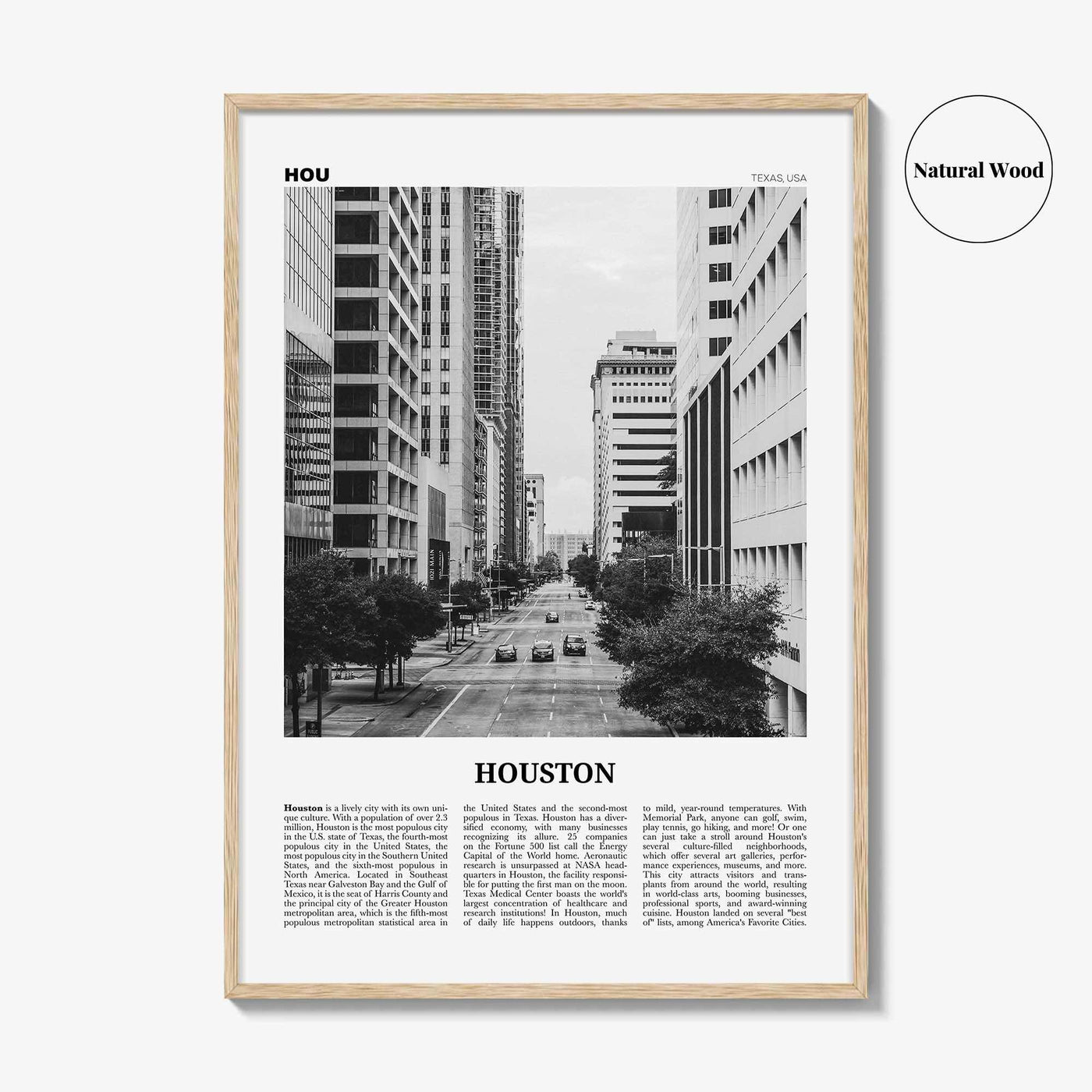 Houston Print Black and White No 3, Houston Wall Art, Houston Poster, Houston Photo, Houston Wall Decor, Texas, USA