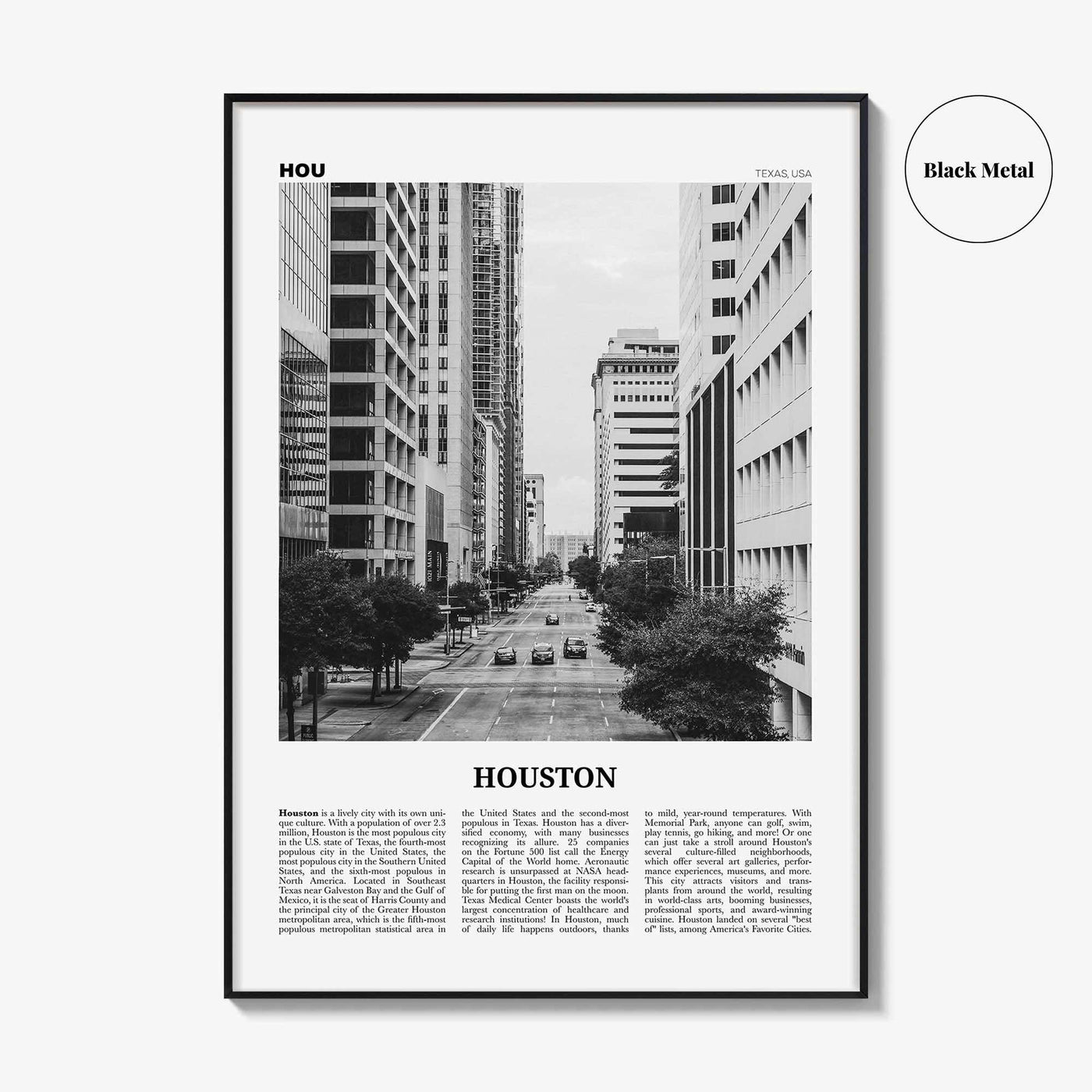 Houston Print Black and White No 3, Houston Wall Art, Houston Poster, Houston Photo, Houston Wall Decor, Texas, USA