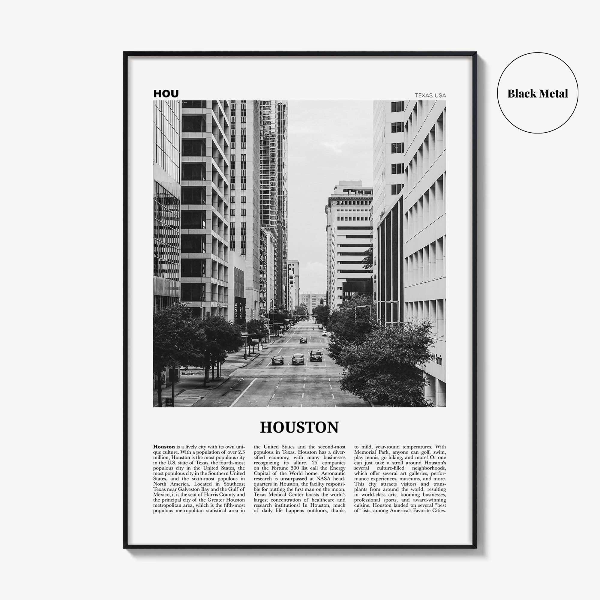 Houston Print Black and White No 3, Houston Wall Art, Houston Poster, Houston Photo, Houston Wall Decor, Texas, USA