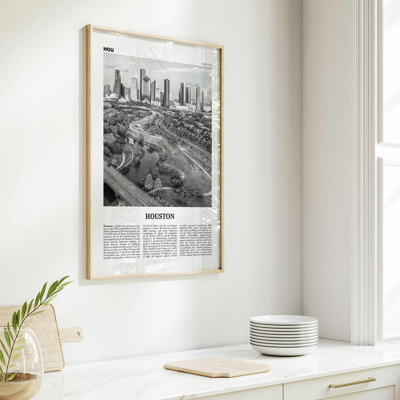 Houston Print Black and White No 4, Houston Wall Art, Houston Poster, Houston Photo, Houston Wall Décor, Houston Map, Texas, USA