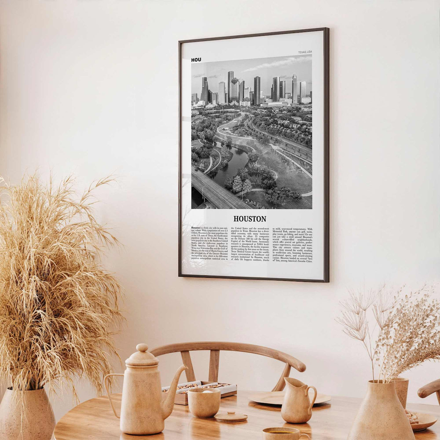 Houston Print Black and White No 4, Houston Wall Art, Houston Poster, Houston Photo, Houston Wall Décor, Houston Map, Texas, USA