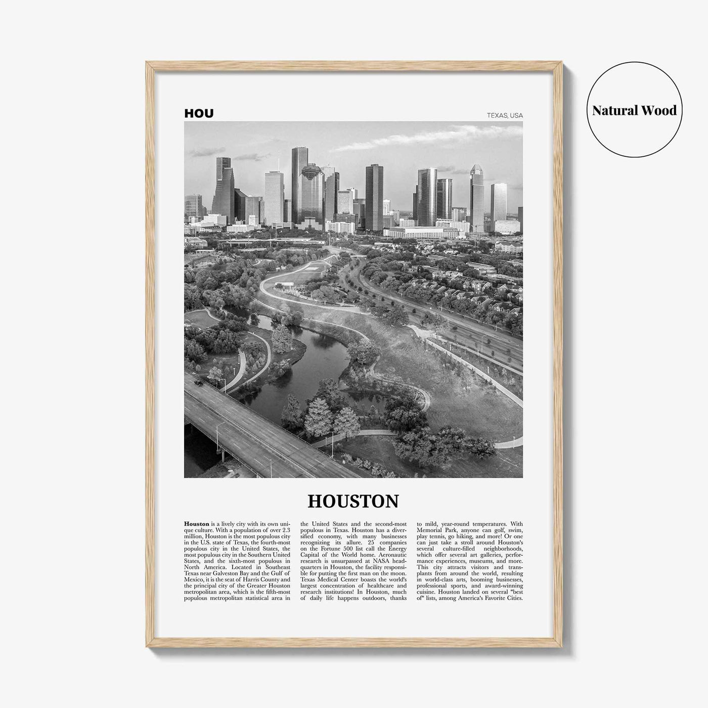 Houston Print Black and White No 4, Houston Wall Art, Houston Poster, Houston Photo, Houston Wall Décor, Houston Map, Texas, USA