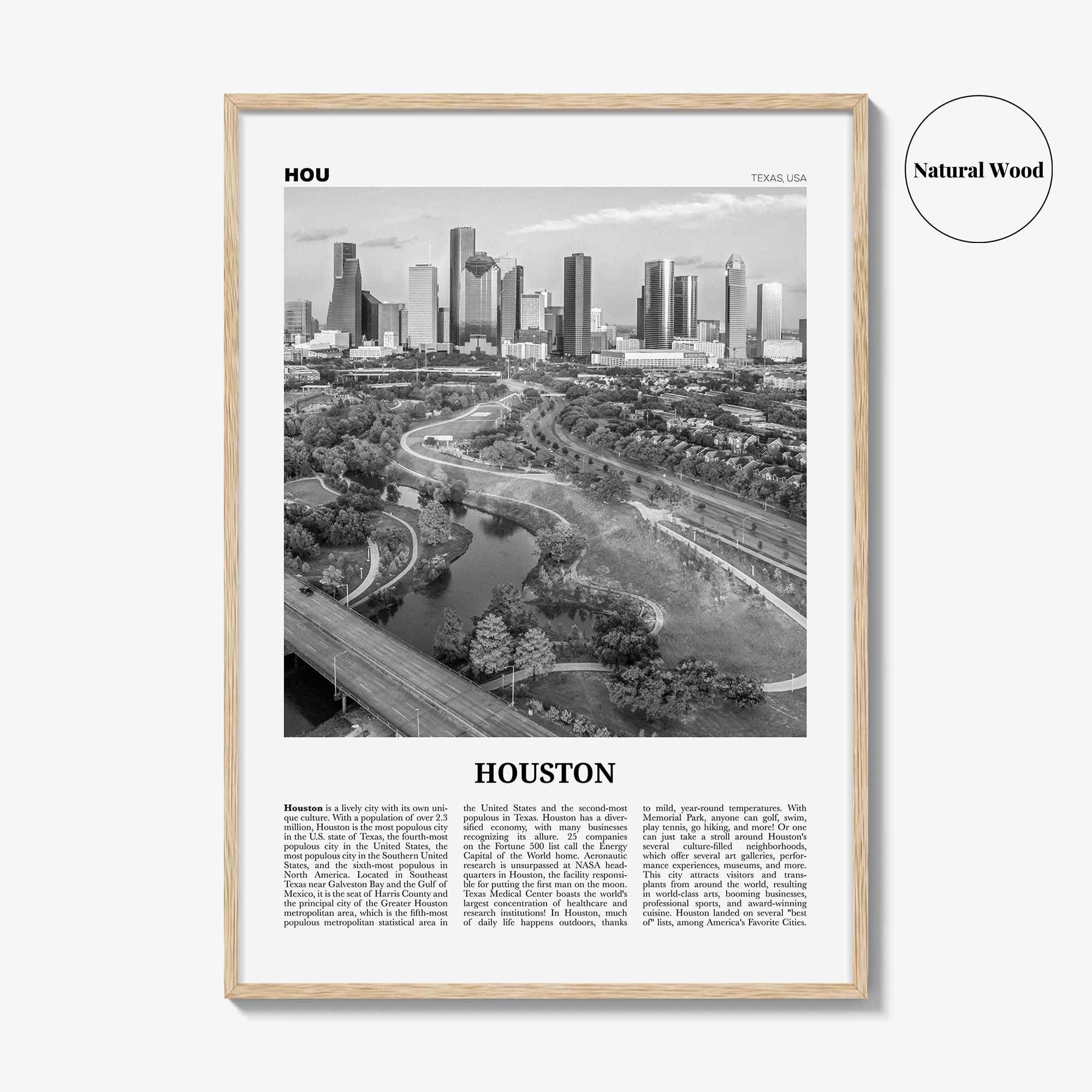 Houston Print Black and White No 4, Houston Wall Art, Houston Poster, Houston Photo, Houston Wall Décor, Houston Map, Texas, USA