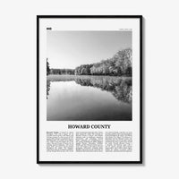 Howard County Print Black and White, Howard County Wall Art, Howard County Poster, Howard County Photo, Howard County Wall Décor, Howard Map