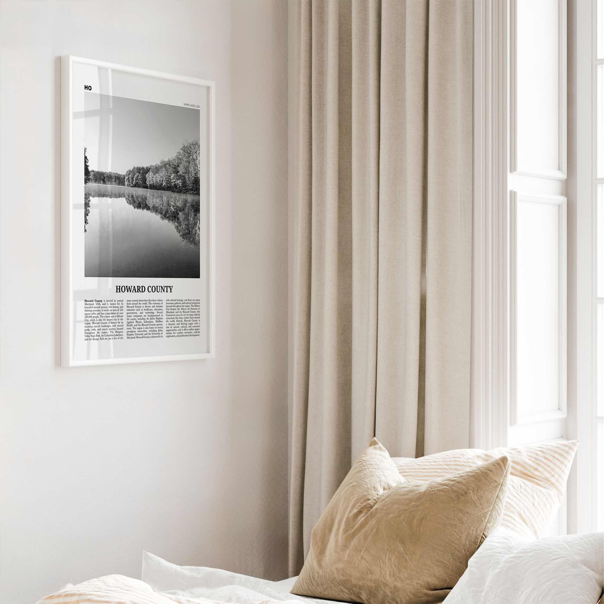 Howard County Print Black and White, Howard County Wall Art, Howard County Poster, Howard County Photo, Howard County Wall Décor, Howard Map