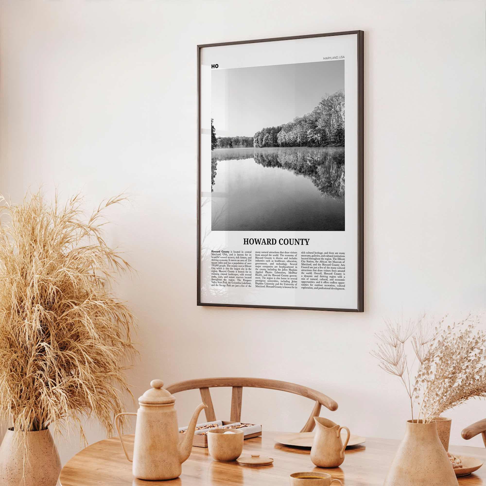 Howard County Print Black and White, Howard County Wall Art, Howard County Poster, Howard County Photo, Howard County Wall Décor, Howard Map