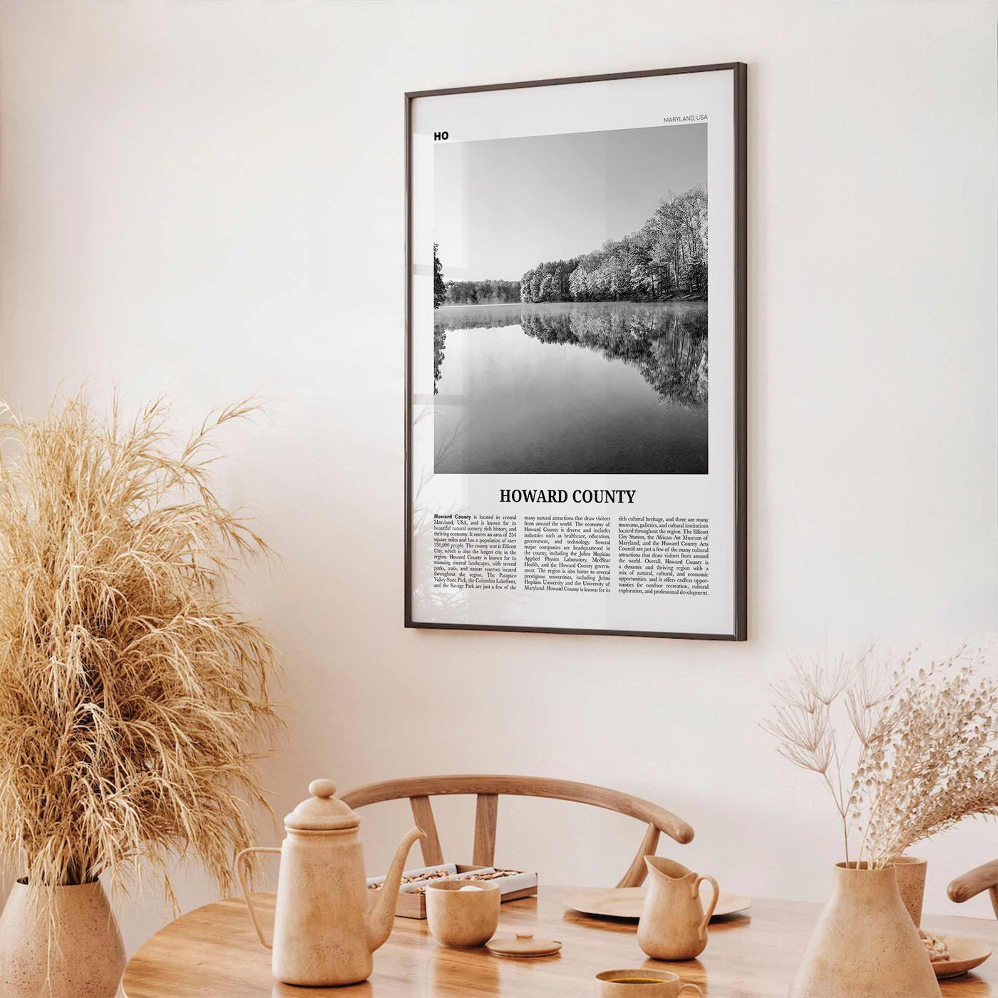 Howard County Print Black and White, Howard County Wall Art, Howard County Poster, Howard County Photo, Howard County Wall Décor, Howard Map