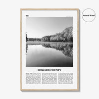 Howard County Print Black and White, Howard County Wall Art, Howard County Poster, Howard County Photo, Howard County Wall Décor, Howard Map