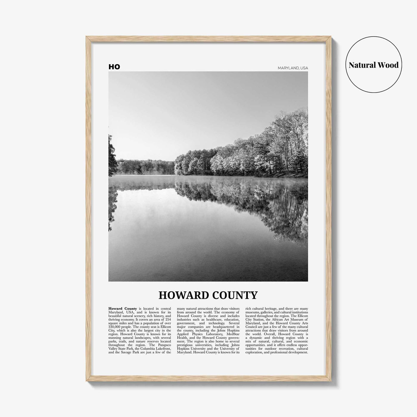 Howard County Print Black and White, Howard County Wall Art, Howard County Poster, Howard County Photo, Howard County Wall Décor, Howard Map