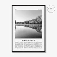 Howard County Print Black and White, Howard County Wall Art, Howard County Poster, Howard County Photo, Howard County Wall Décor, Howard Map