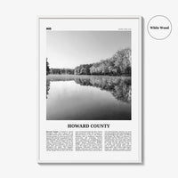 Howard County Print Black and White, Howard County Wall Art, Howard County Poster, Howard County Photo, Howard County Wall Décor, Howard Map