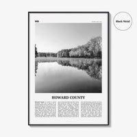 Howard County Print Black and White, Howard County Wall Art, Howard County Poster, Howard County Photo, Howard County Wall Décor, Howard Map