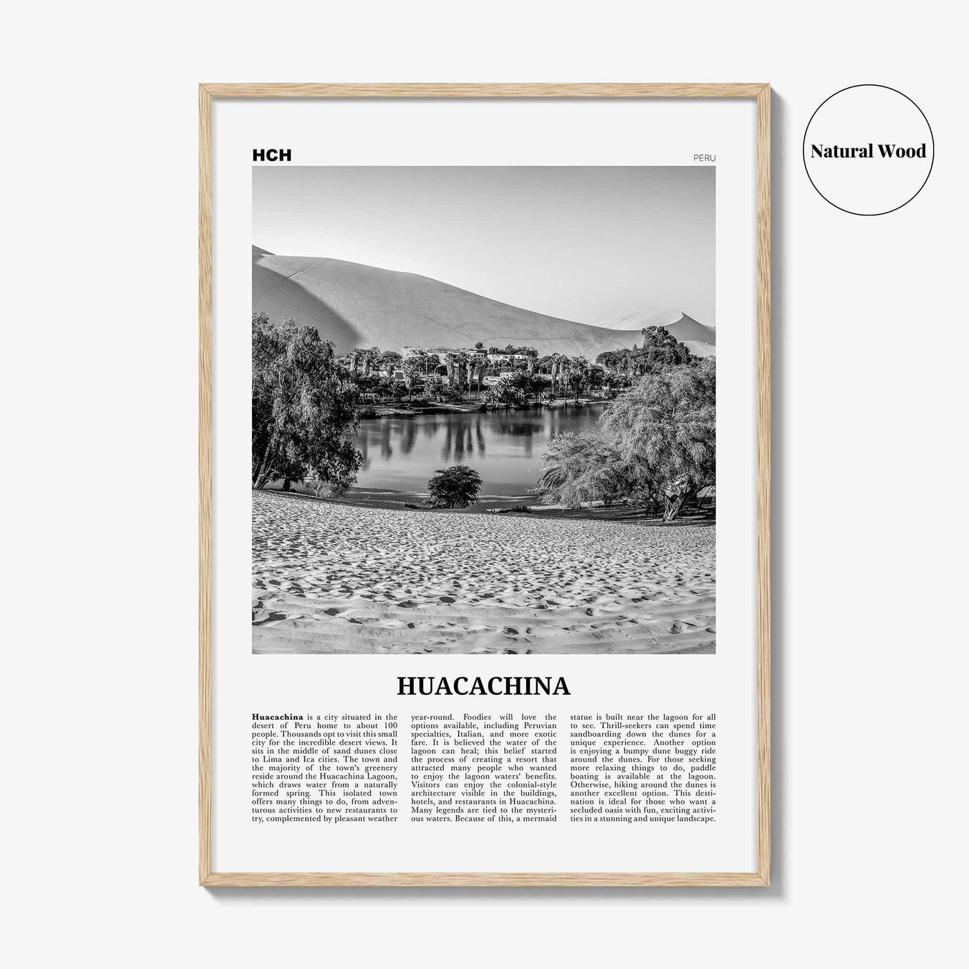 Huacachina Print Black and White, Huacachina Wall Art, Huacachina Poster, Huacachina Photo, Huacachina Wall Décor, Huacachina Map, Peru