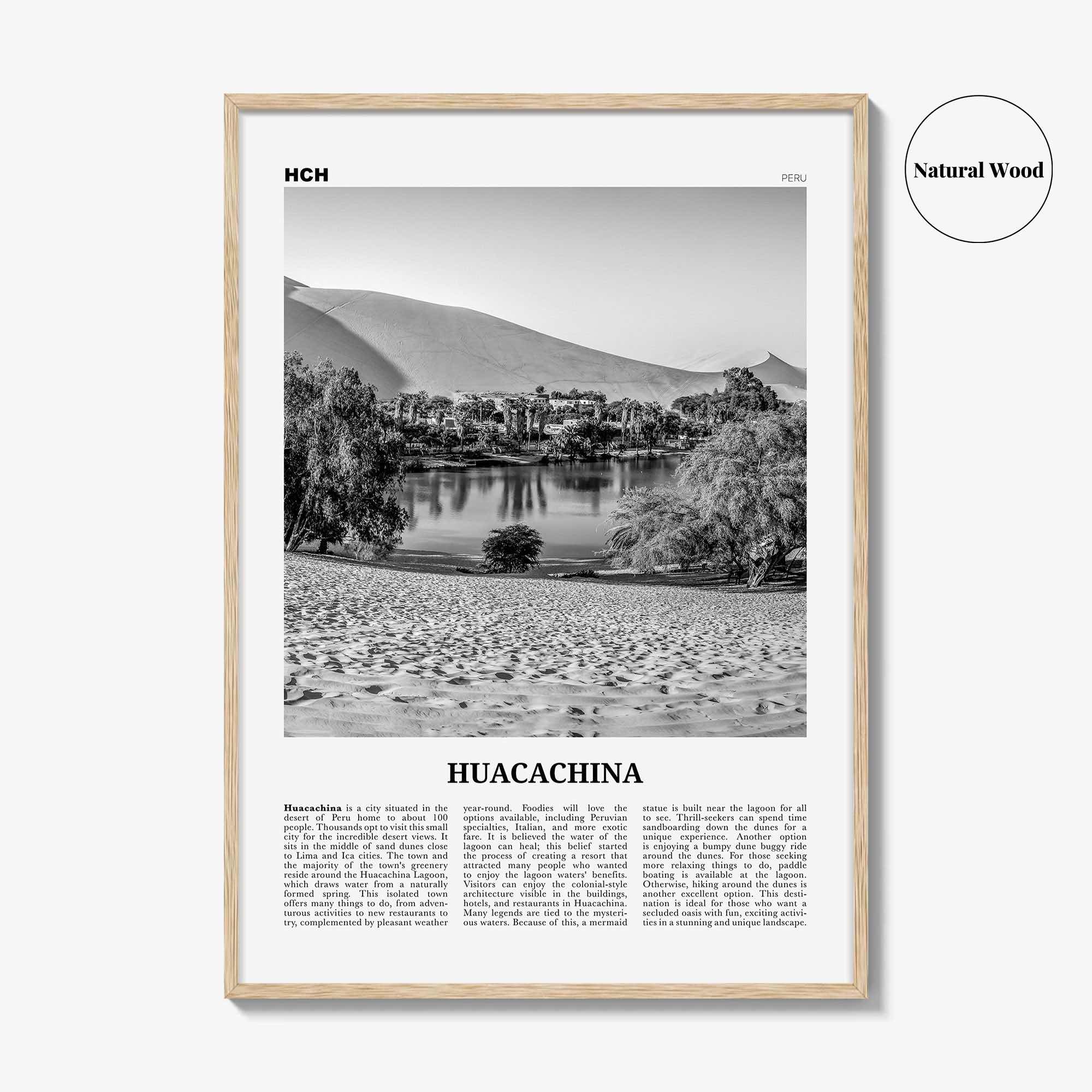 Huacachina Print Black and White, Huacachina Wall Art, Huacachina Poster, Huacachina Photo, Huacachina Wall Décor, Huacachina Map, Peru