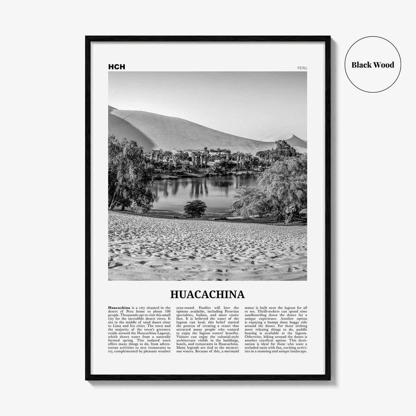 Huacachina Print Black and White, Huacachina Wall Art, Huacachina Poster, Huacachina Photo, Huacachina Wall Décor, Huacachina Map, Peru