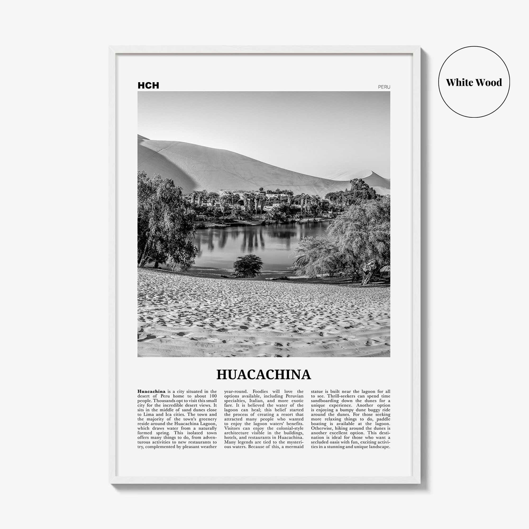 Huacachina Print Black and White, Huacachina Wall Art, Huacachina Poster, Huacachina Photo, Huacachina Wall Décor, Huacachina Map, Peru