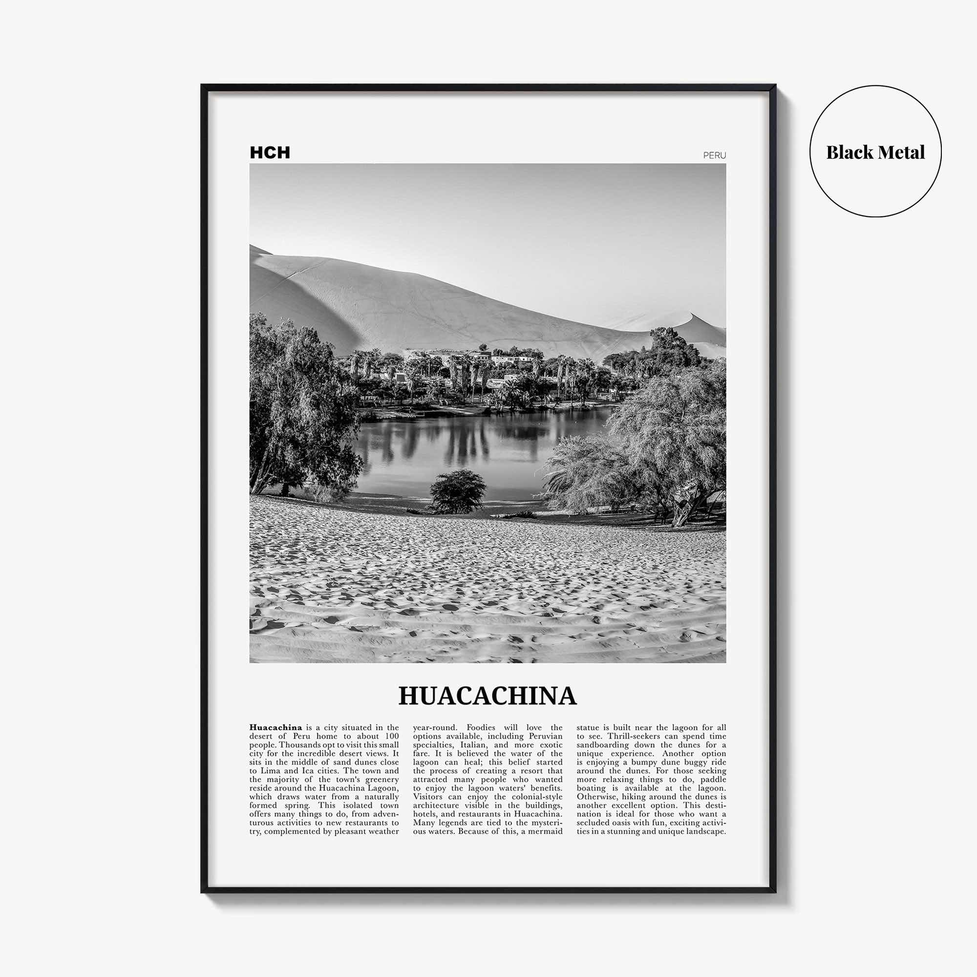 Huacachina Print Black and White, Huacachina Wall Art, Huacachina Poster, Huacachina Photo, Huacachina Wall Décor, Huacachina Map, Peru