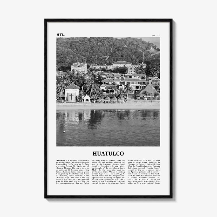 Huatulco Print Black and White, Huatulco Wall Art, Huatulco Poster, Huatulco Photo, Huatulco Wall Décor, La Crucecita, Mexico, Oaxaca