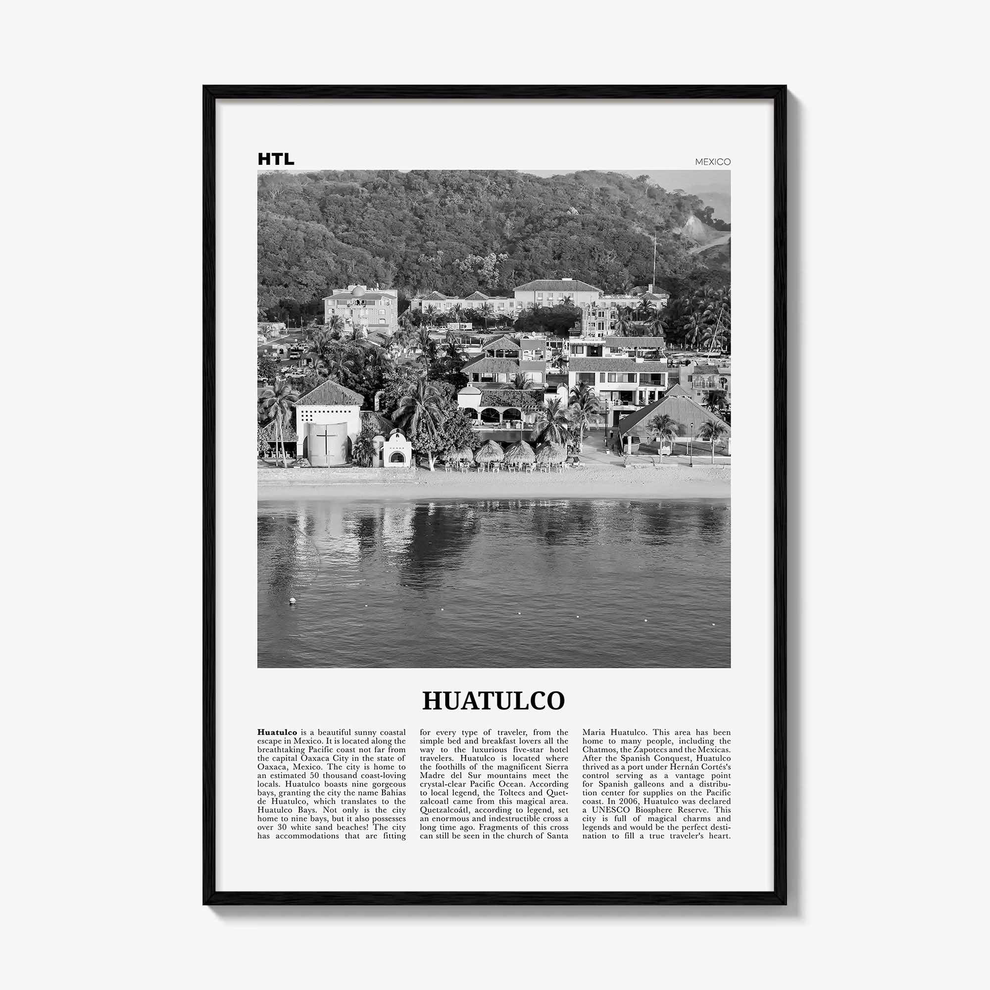 Huatulco Print Black and White, Huatulco Wall Art, Huatulco Poster, Huatulco Photo, Huatulco Wall Décor, La Crucecita, Mexico, Oaxaca