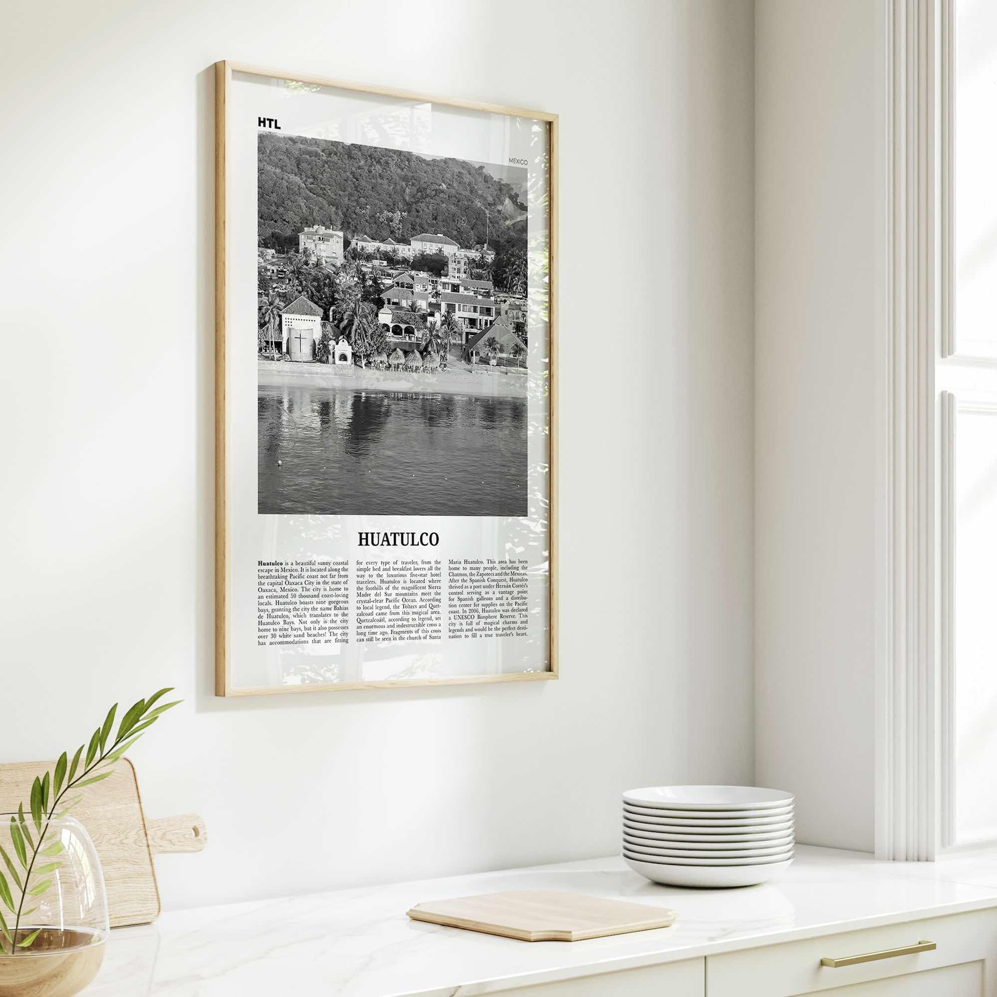 Huatulco Print Black and White, Huatulco Wall Art, Huatulco Poster, Huatulco Photo, Huatulco Wall Décor, La Crucecita, Mexico, Oaxaca