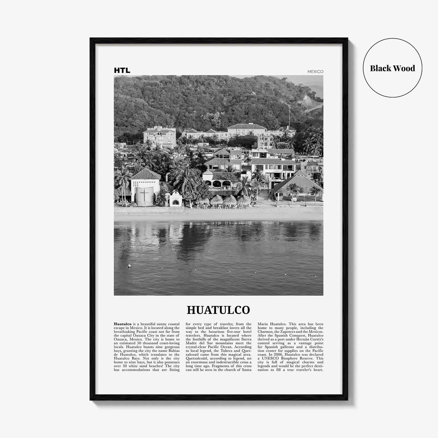 Huatulco Print Black and White, Huatulco Wall Art, Huatulco Poster, Huatulco Photo, Huatulco Wall Décor, La Crucecita, Mexico, Oaxaca