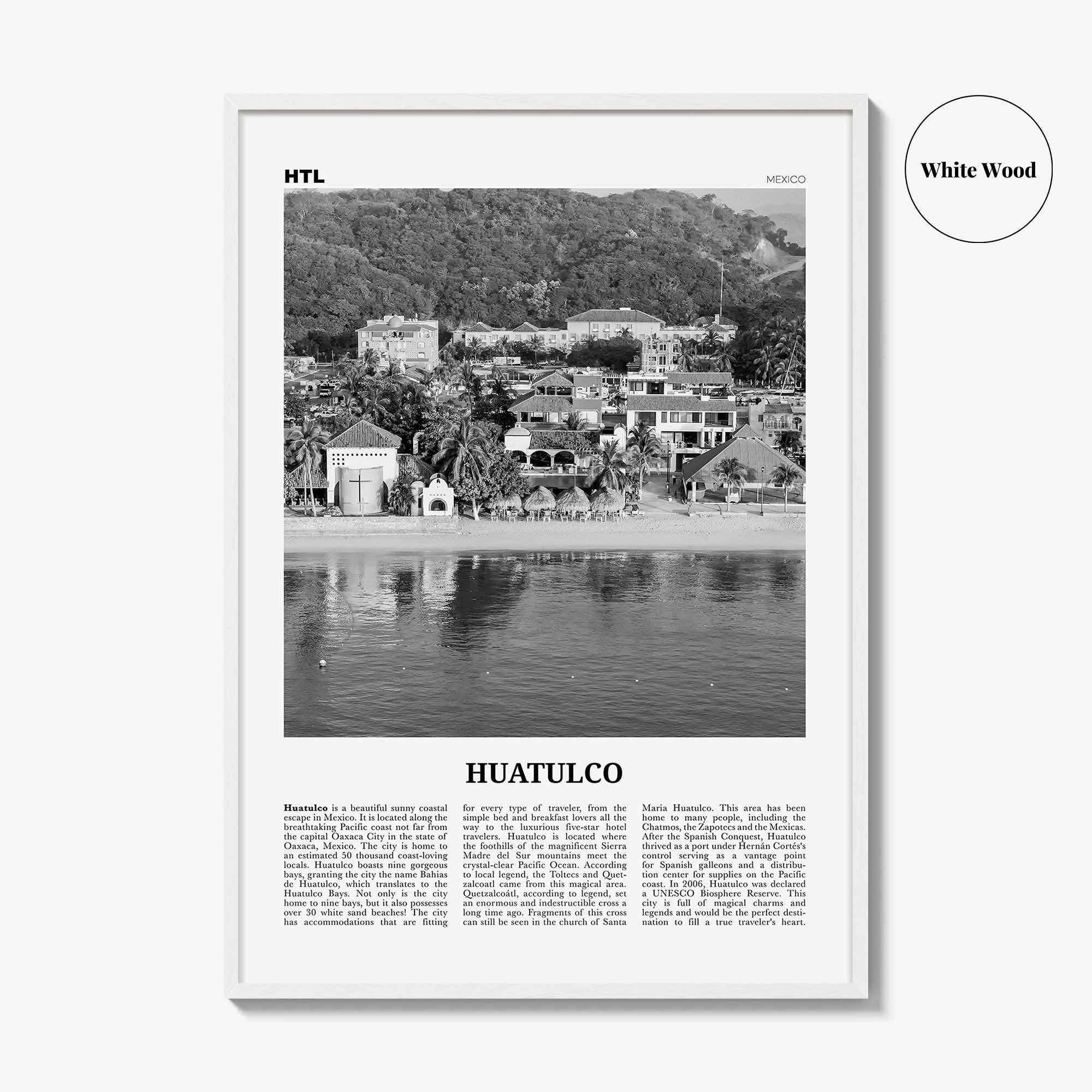 Huatulco Print Black and White, Huatulco Wall Art, Huatulco Poster, Huatulco Photo, Huatulco Wall Décor, La Crucecita, Mexico, Oaxaca