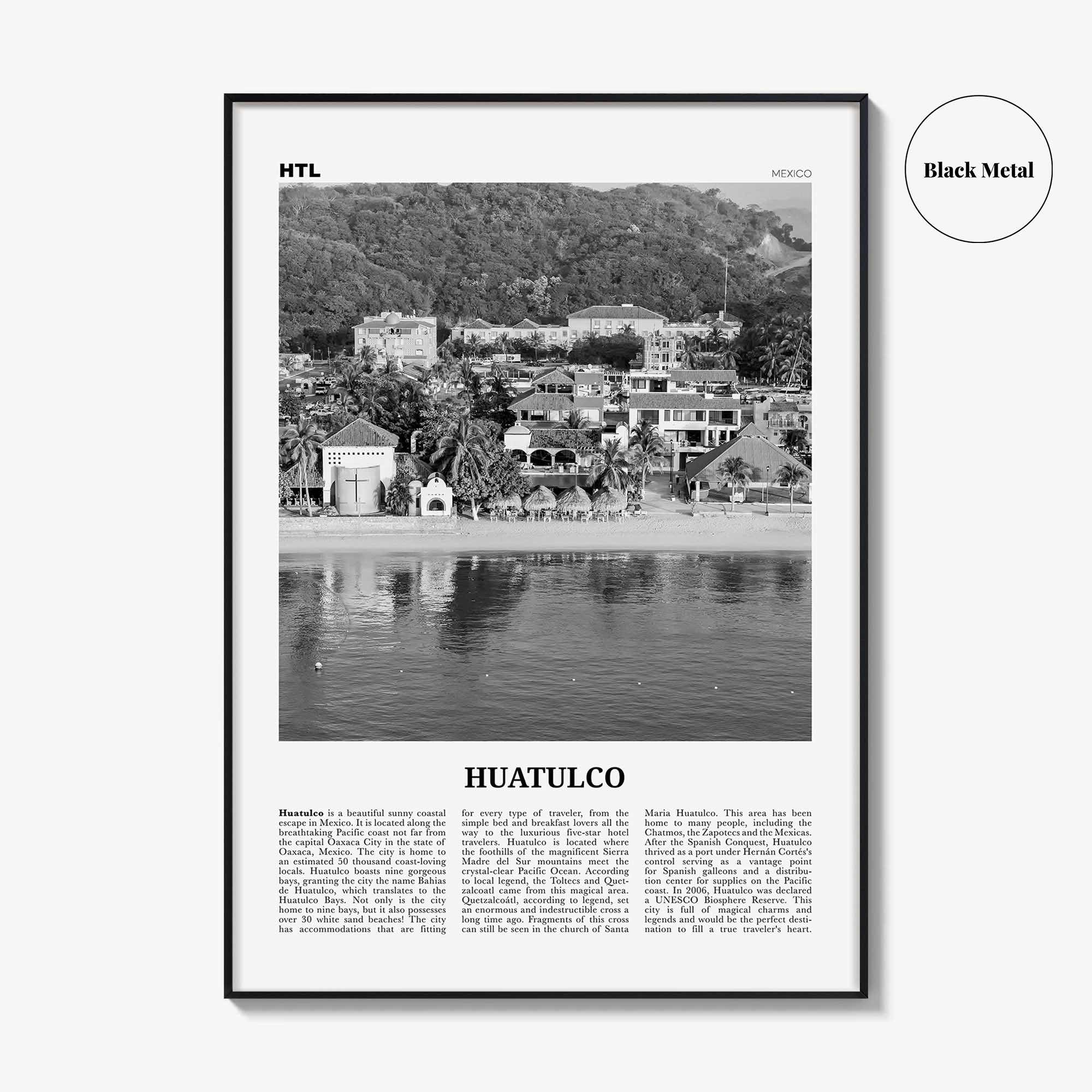 Huatulco Print Black and White, Huatulco Wall Art, Huatulco Poster, Huatulco Photo, Huatulco Wall Décor, La Crucecita, Mexico, Oaxaca