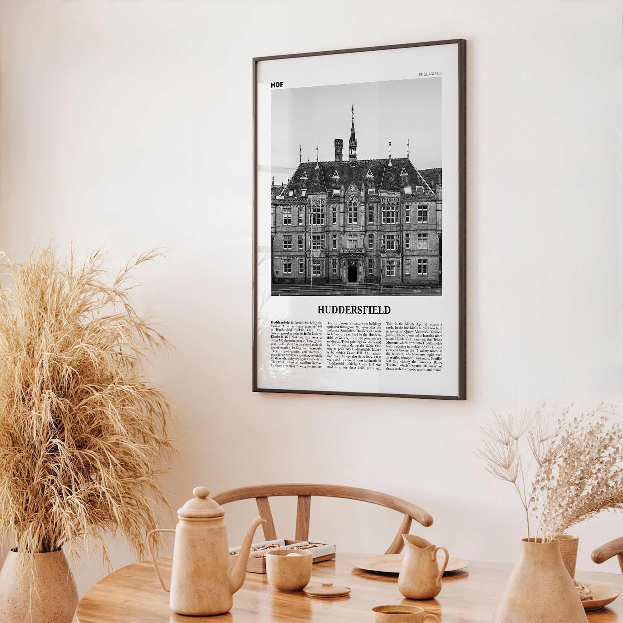 Huddersfield Print Black and White, Huddersfield Wall Art, Huddersfield Poster, Huddersfield Photo, Huddersfield Décor, Huddersfield Map
