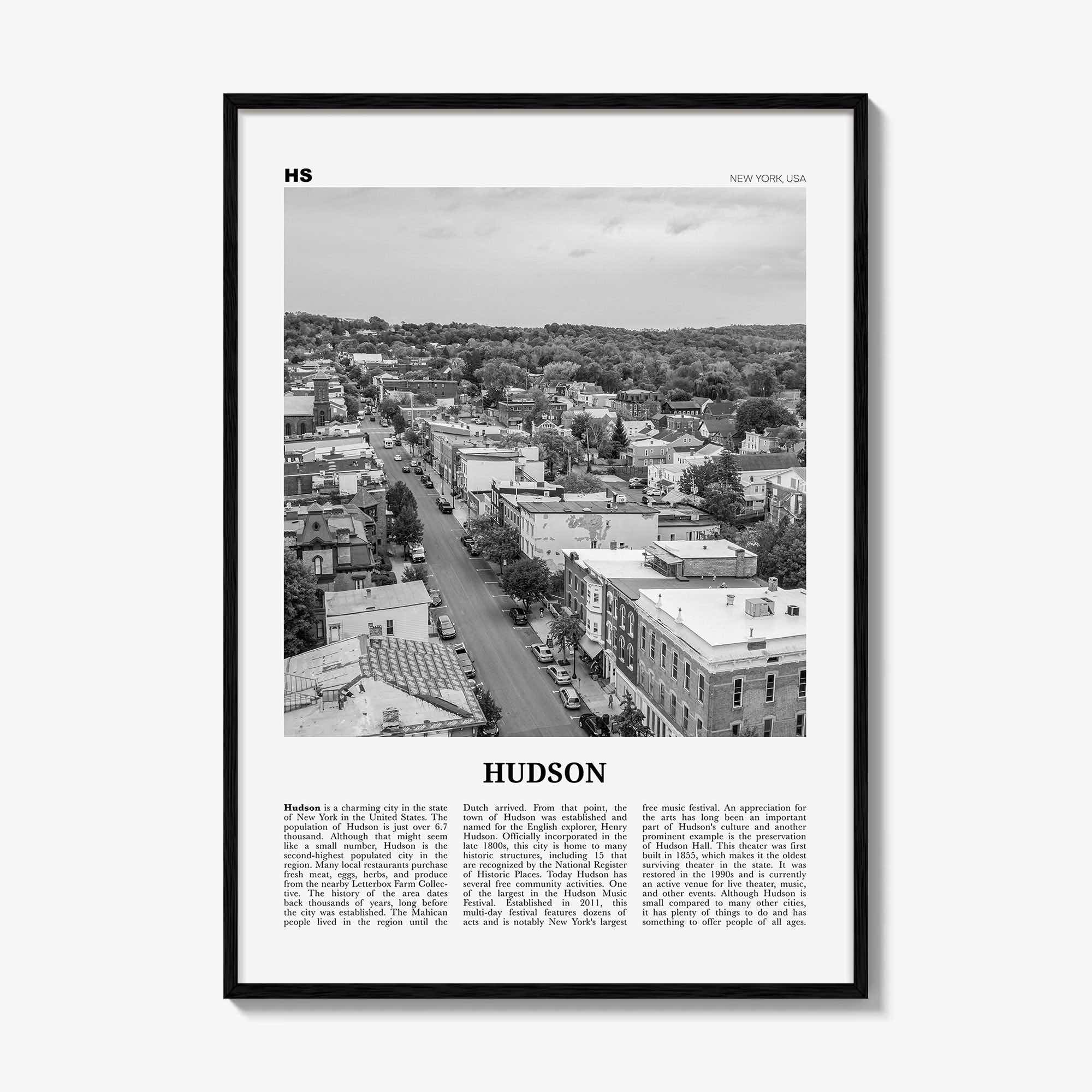 Hudson Print Black and White, Hudson Wall Art, Hudson Poster, Hudson Photo, Hudson Wall Décor, New York, USA, United States