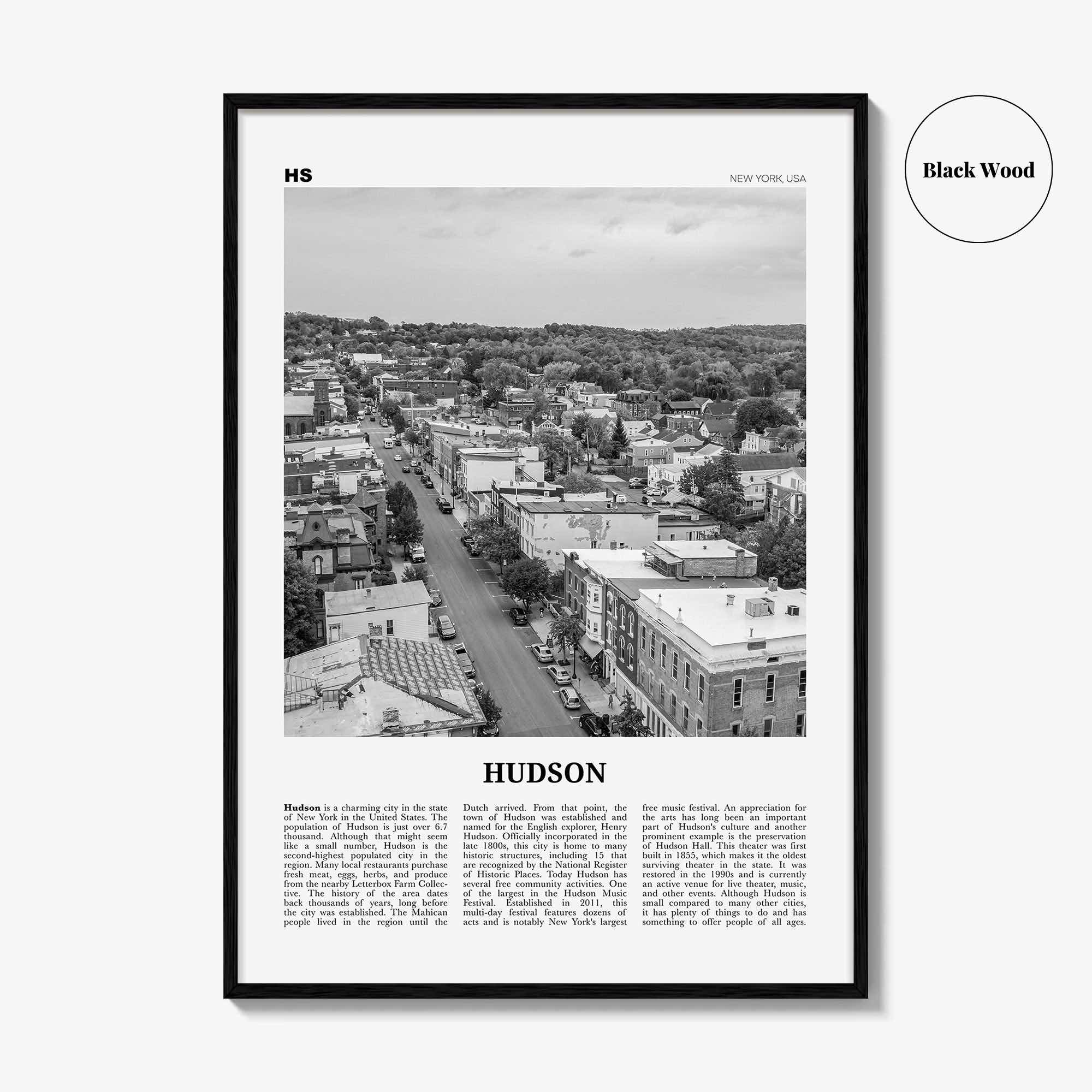 Hudson Print Black and White, Hudson Wall Art, Hudson Poster, Hudson Photo, Hudson Wall Décor, New York, USA, United States