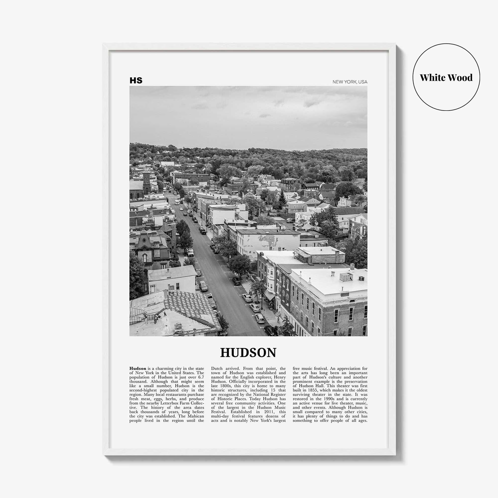 Hudson Print Black and White, Hudson Wall Art, Hudson Poster, Hudson Photo, Hudson Wall Décor, New York, USA, United States